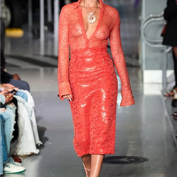 Laquan Smith lace shirt and sequin lace skirt.Brand new! - Picture 5 of 10